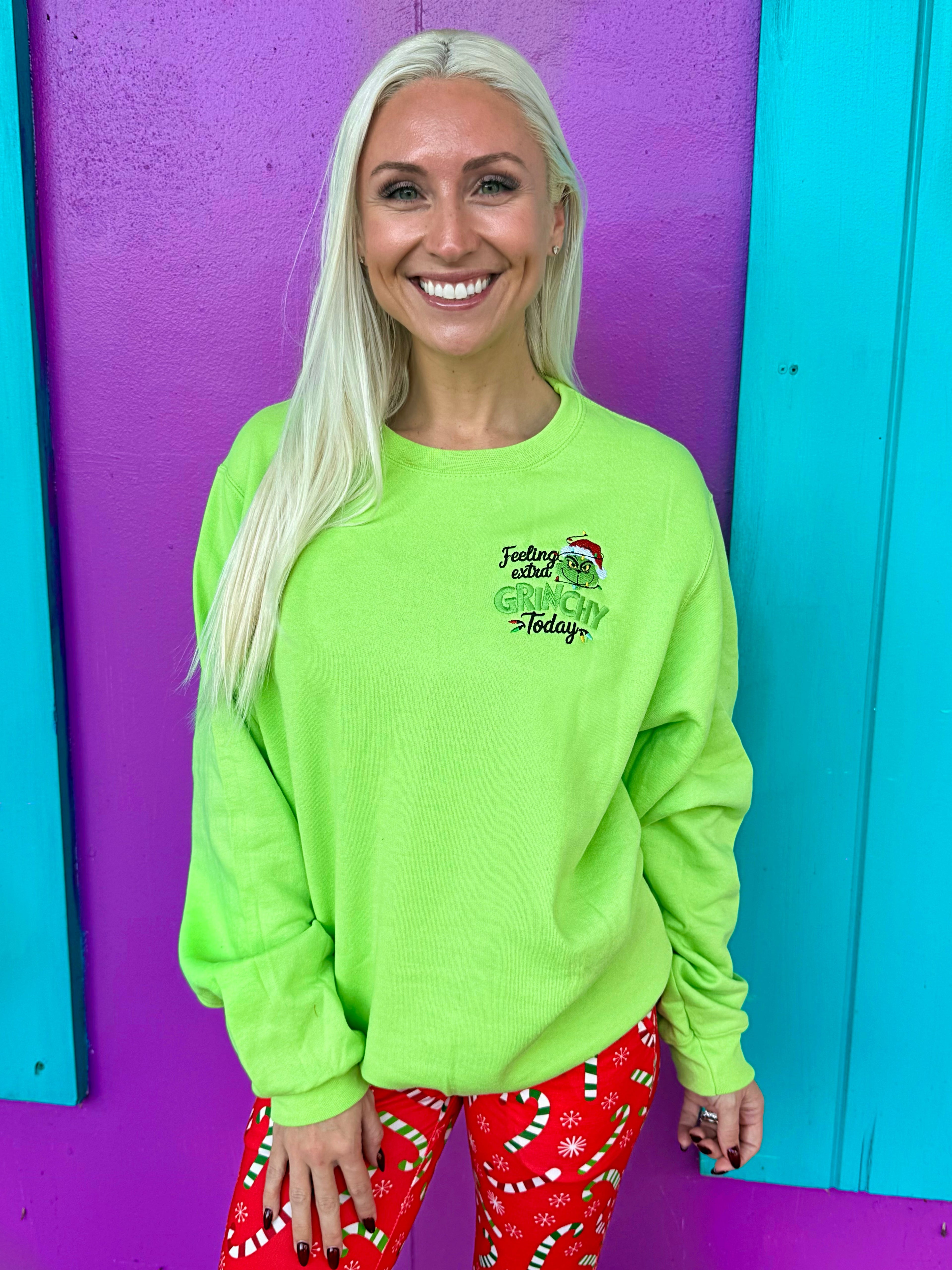 Feeling Extra Gr*nchy Today Embroidered Sweatshirt